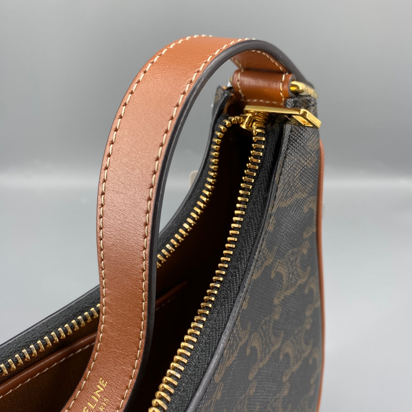 Celine Ava Black Caramel Print Hobo Shoulder Bag