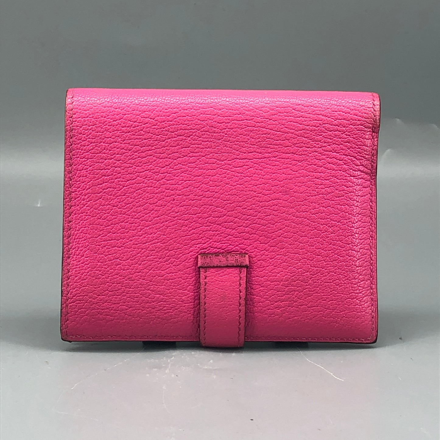 Hermes Bearn Compact Leather Card Holder Wallet Pink