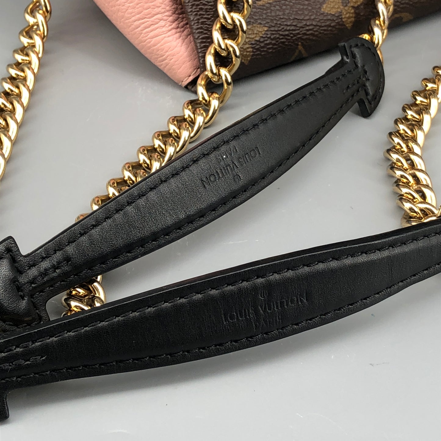 Louis Vuitton Brown Monogram & Pink Leather Chain Shoulder Bag
