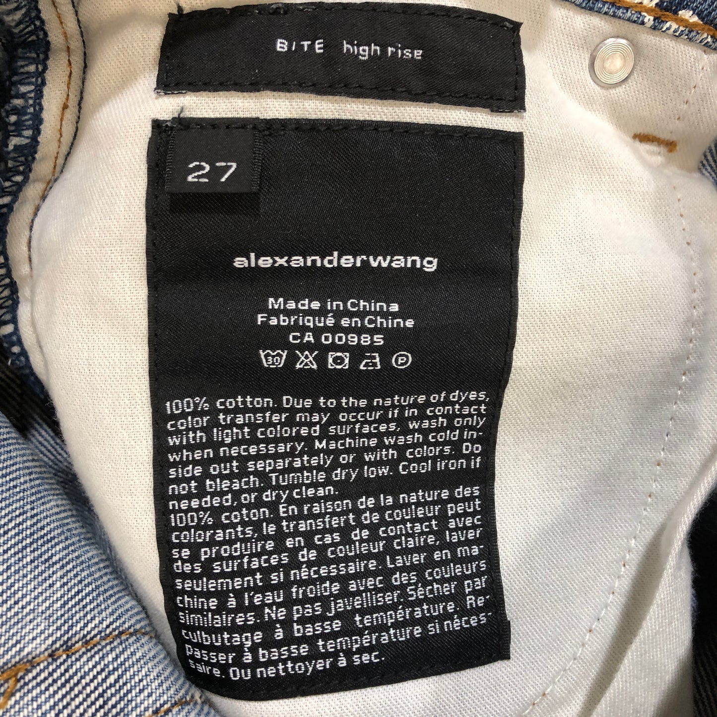 Alexander Wang Denim Logo Print Shorts Size 27 Blue