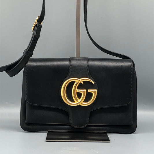 Gucci Interlocking G Leather Shoulder Bag 24*14cm Black