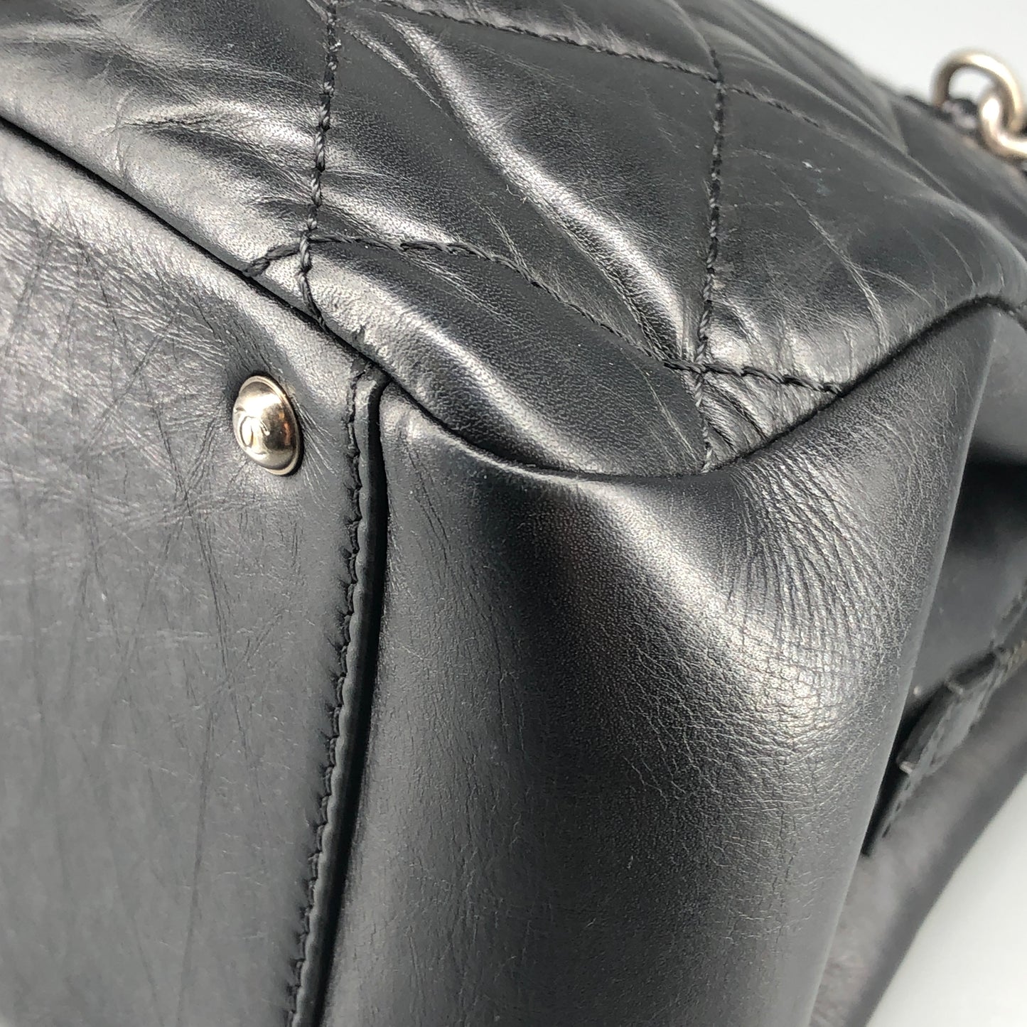 Chanel Quilted Leather Chain Shoulder Tote Bag Black