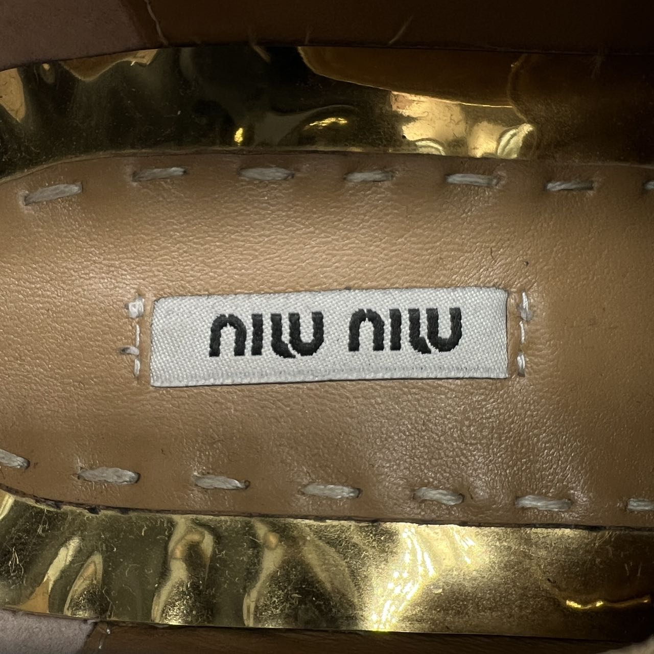 Miu Miu Embellished Metallic Sneakers (Size 37)
