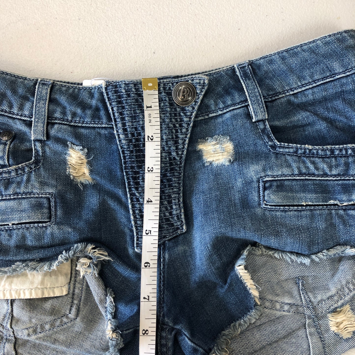Balmain Distressed Denim Cut-Off Shorts Size 26