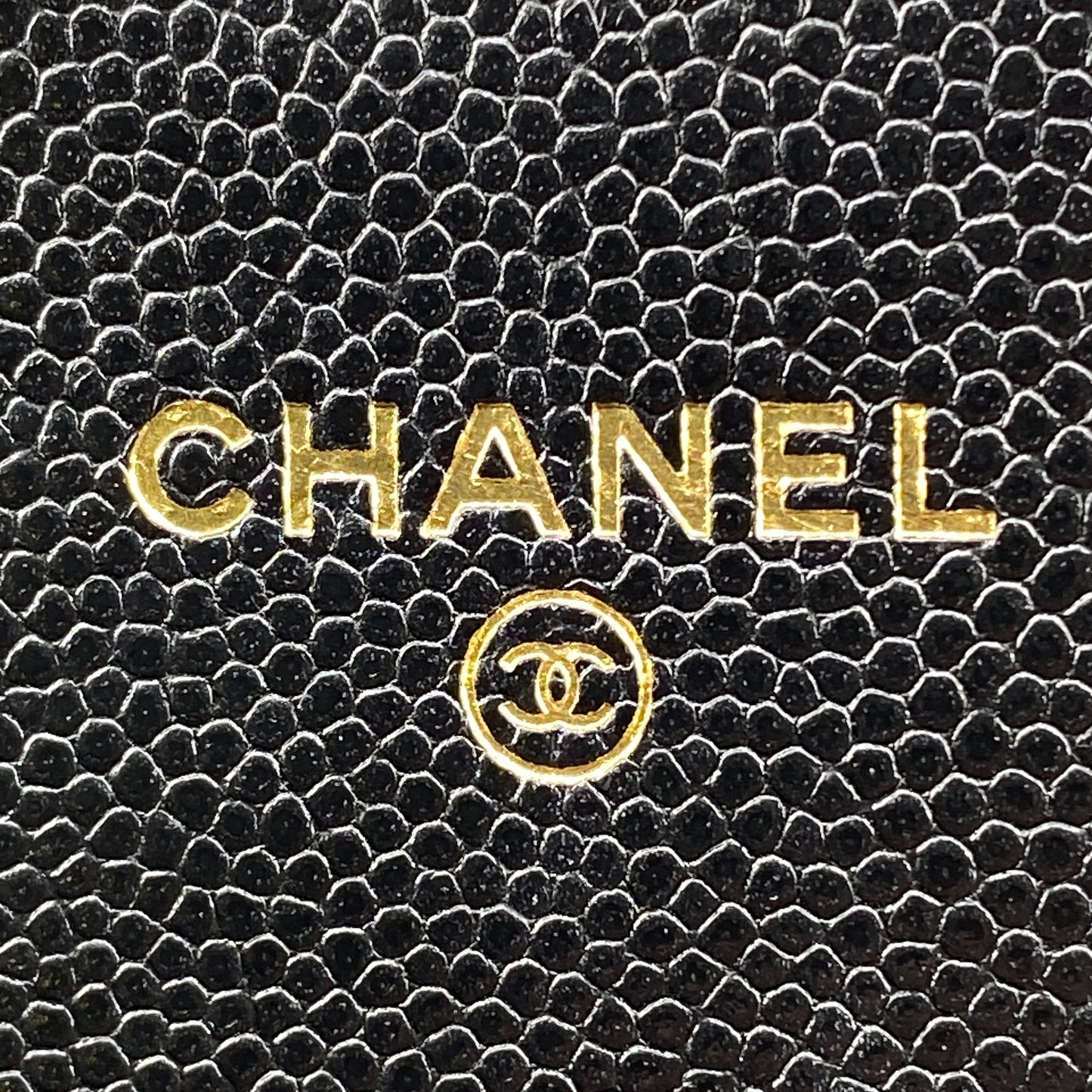Chanel Quilted Caviar Mini Chain Wallet Bag Black