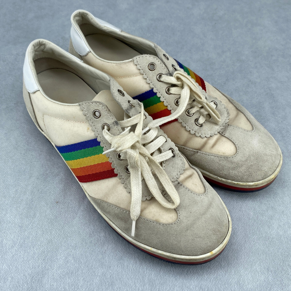 Gucci Rainbow Web Women Low‑Top Sneakers Size 37 cream
