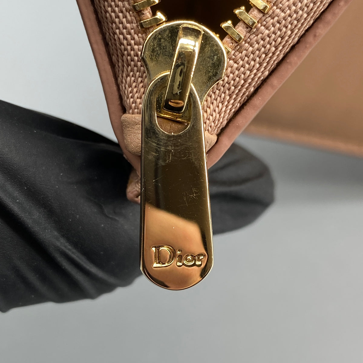 Christian Dior Short Wallet Nude Leather