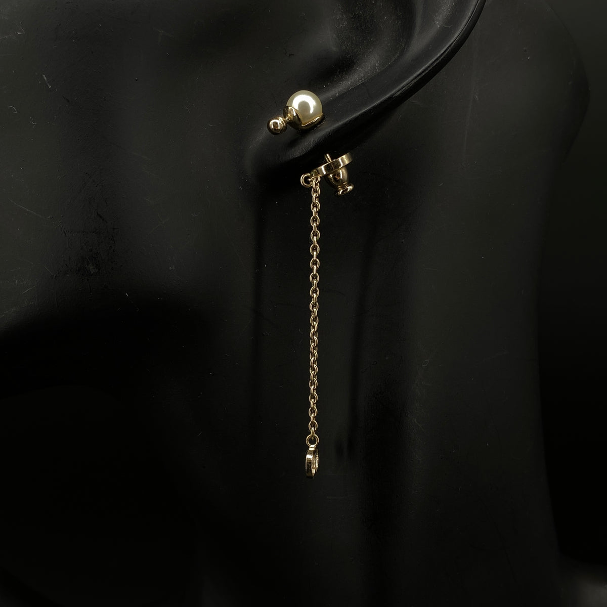 Christian Dior Gold Tone Faux Pearl Drop Earrings