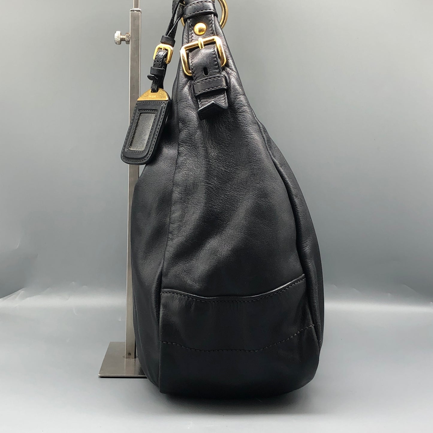 Prada Black Leather Hobo Bag