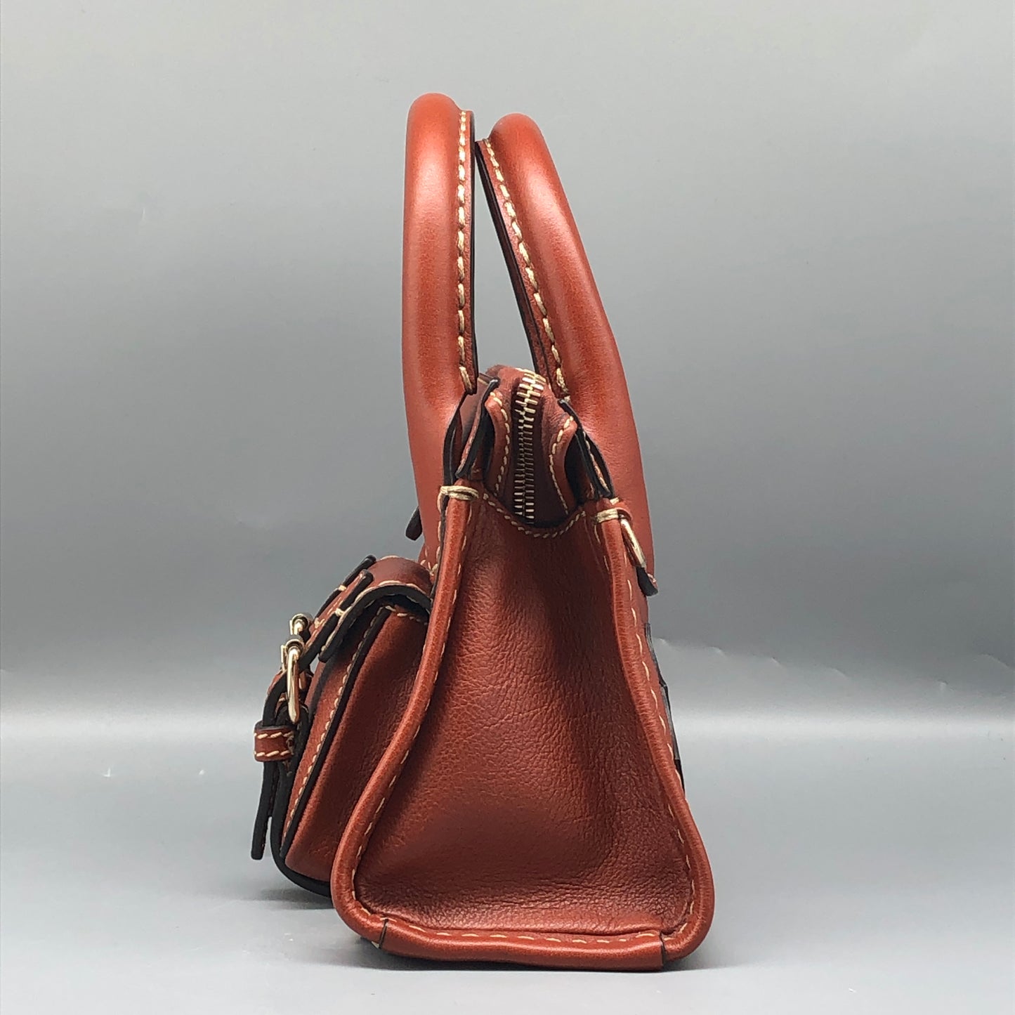 Chloe Orange Brown Leather Satchel Bag