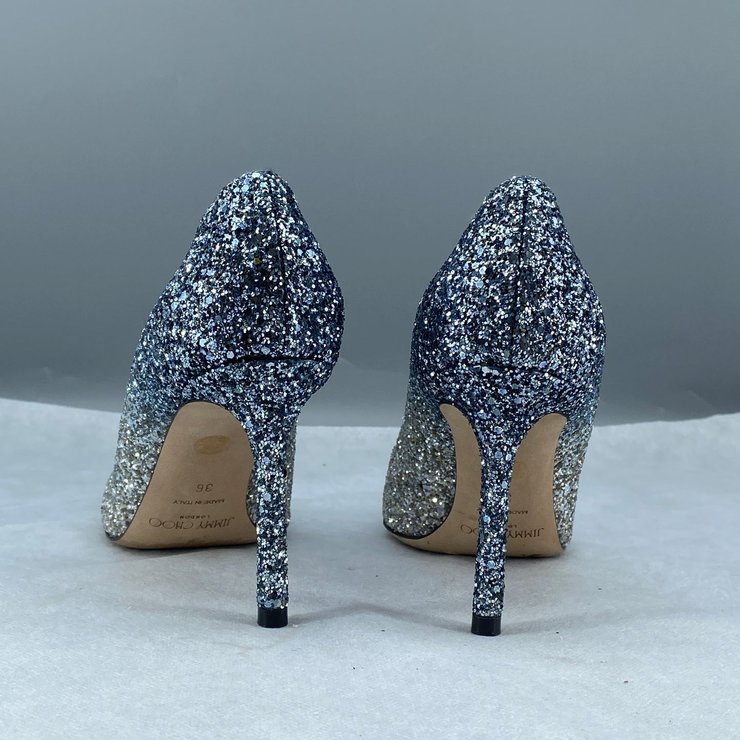 Jimmy Choo Women's Silver Glitter Pointed Toe High Heel Pumps Size 36