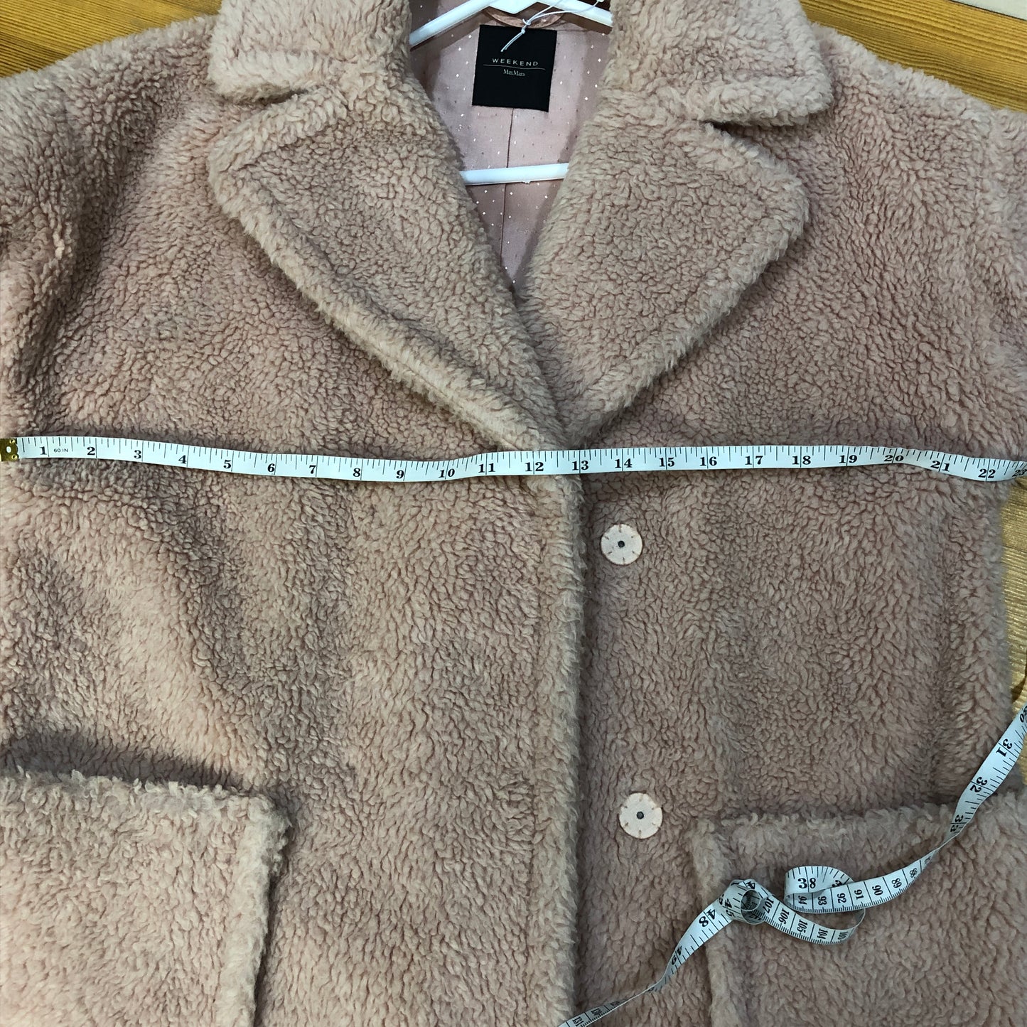Weekend Max Mara Dusty Rose Fuzzy Textured Lapel Mid-Length Coat Size 4