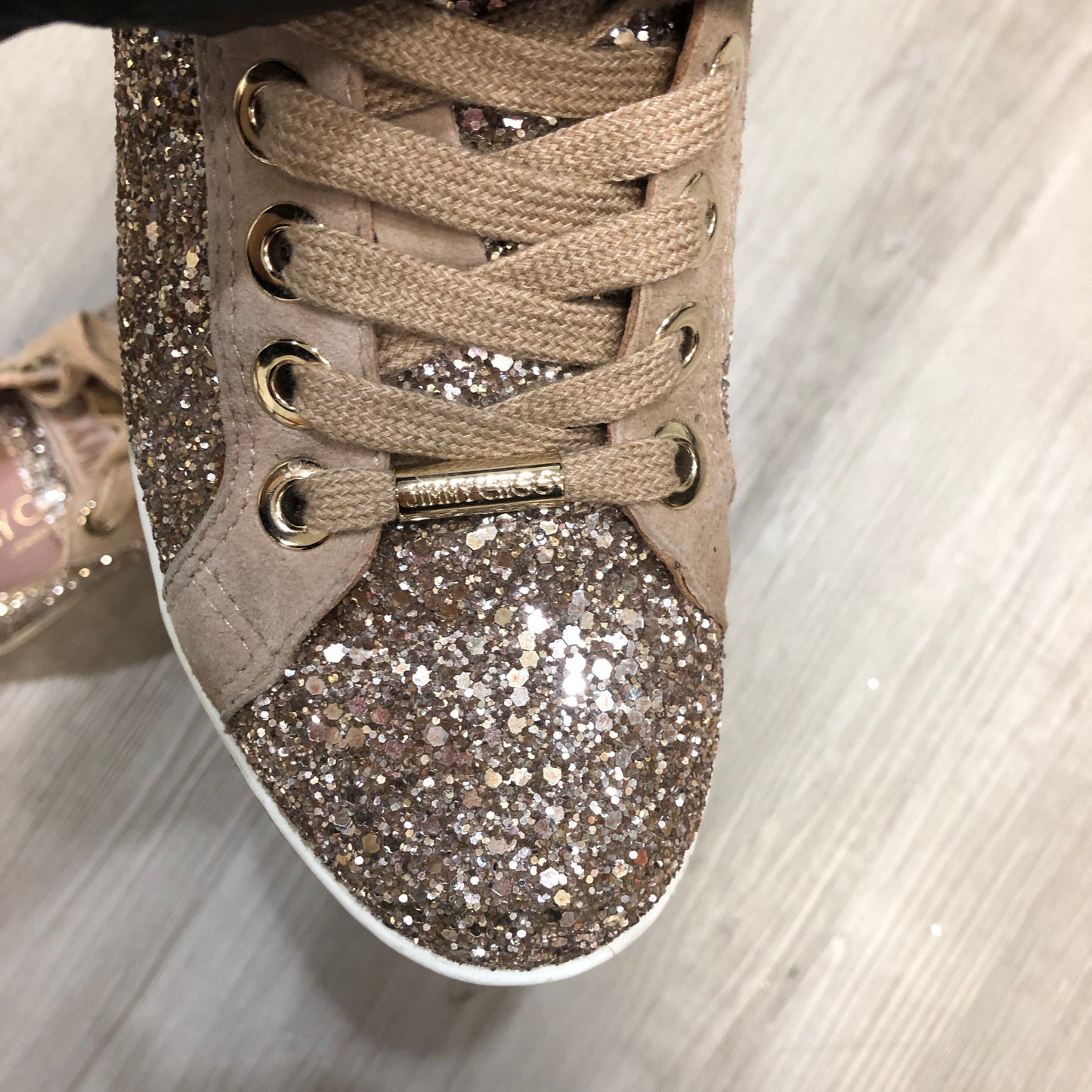 Jimmy Choo Ballerina Pink Glitter & Suede Star Sneakers 35