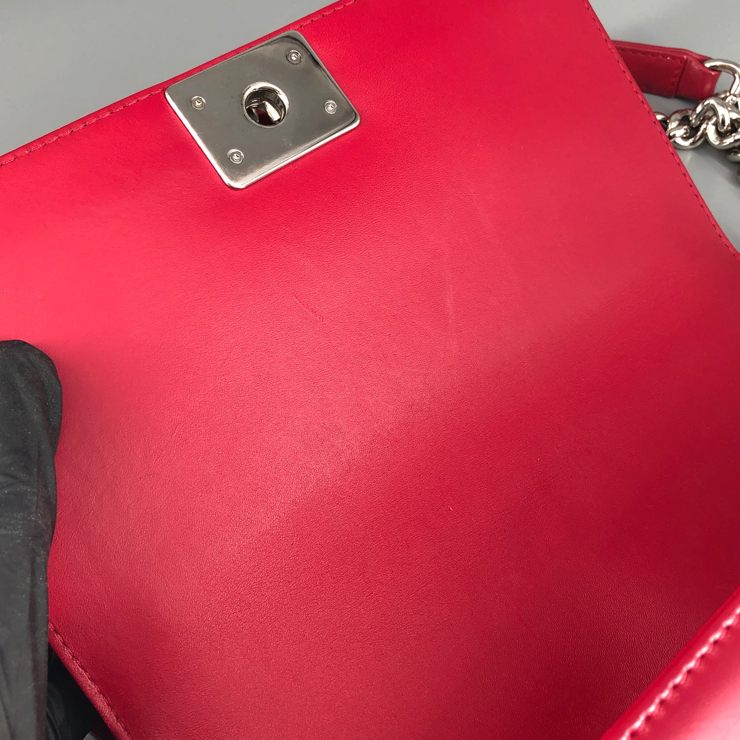 Chanel Boy Perforated Lambskin Quilted Shoulder Bag  Hot Pink