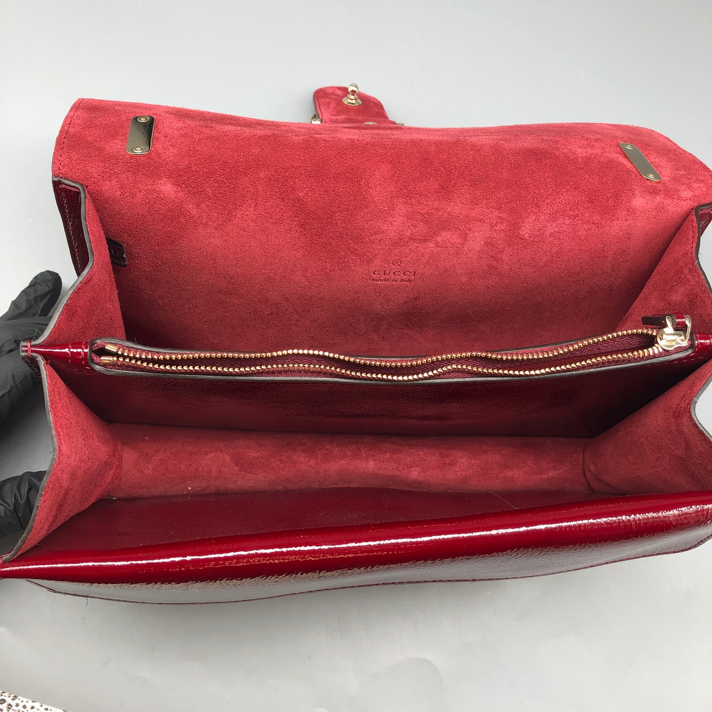 Gucci 2025 Dionysus Patent Leather Shoulder Bag Dark Red