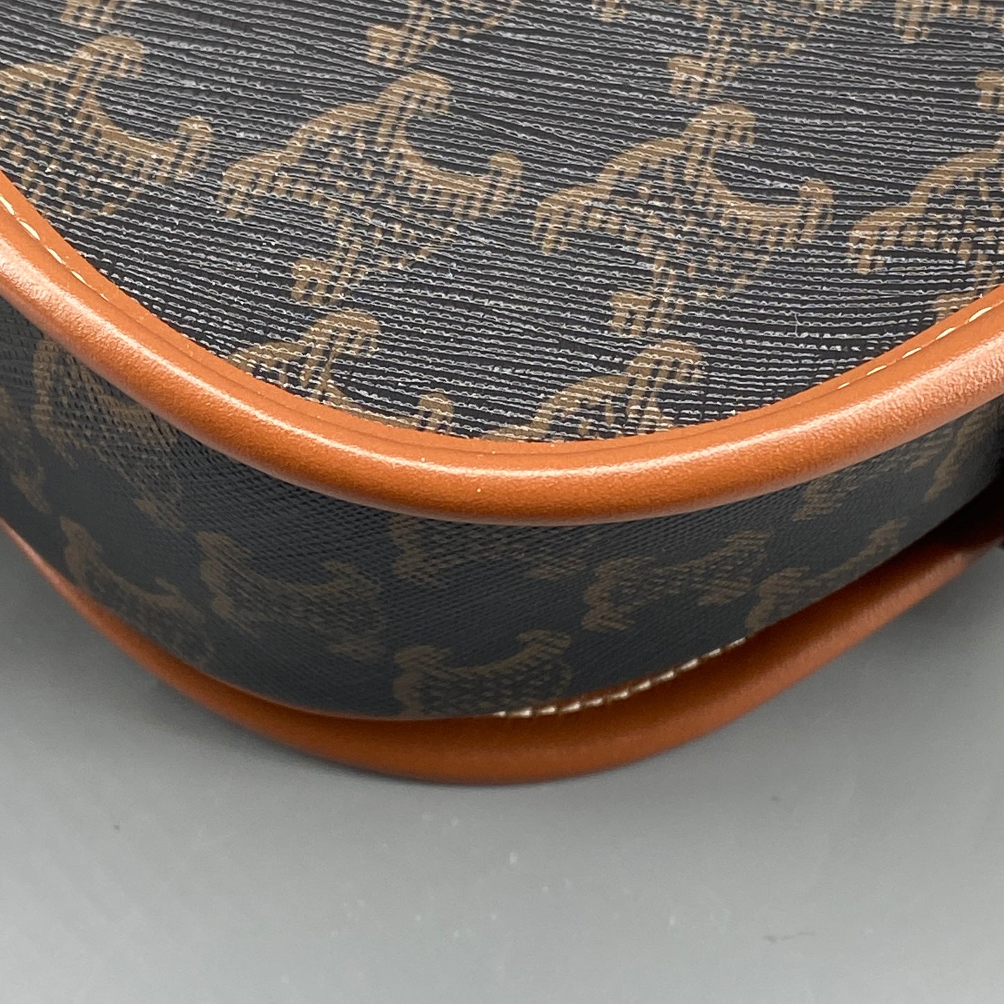Celine Triomphe Canvas Leather Trim Saddle Crossbody Bag