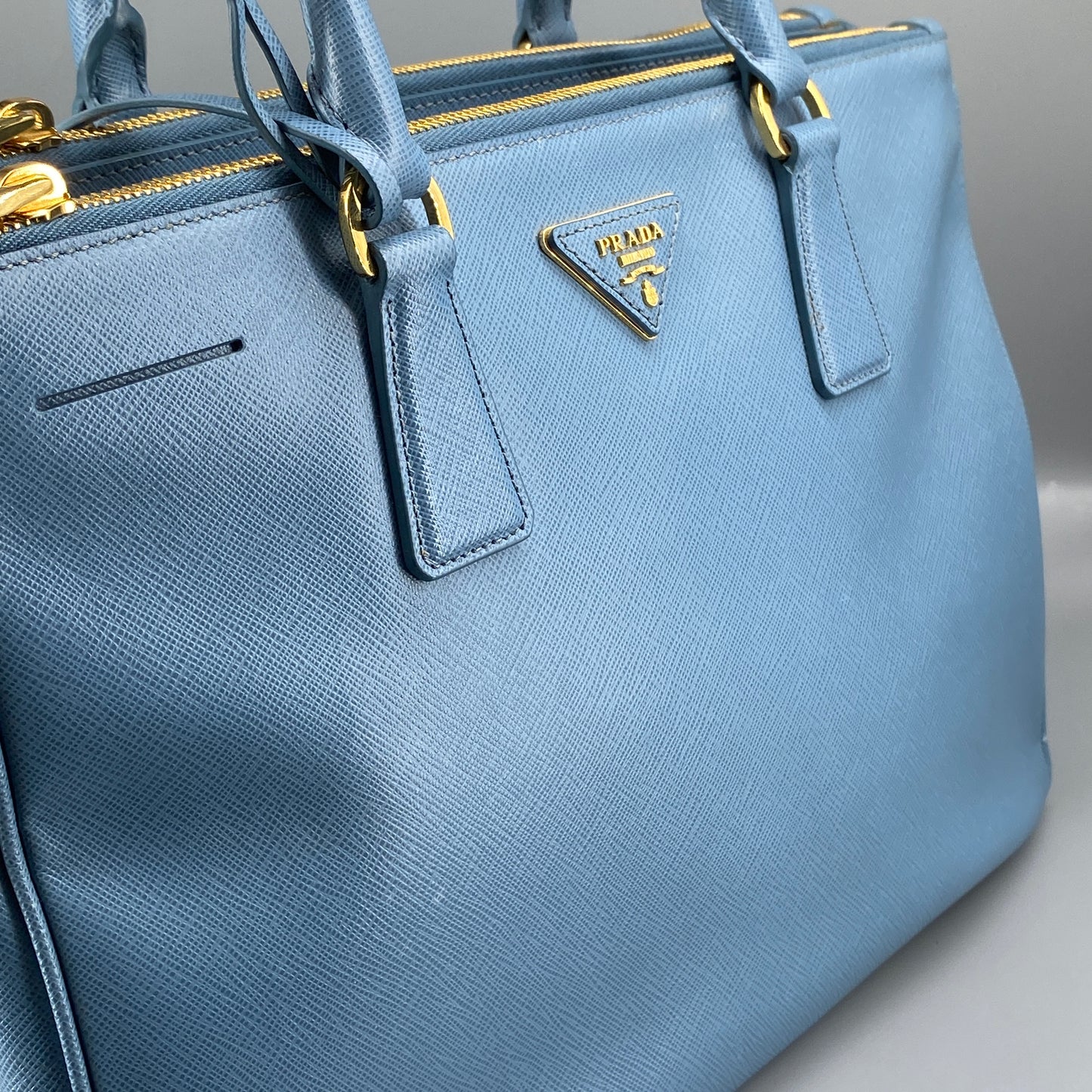 Prada Medium Blue Saffiano Galleria Handbag