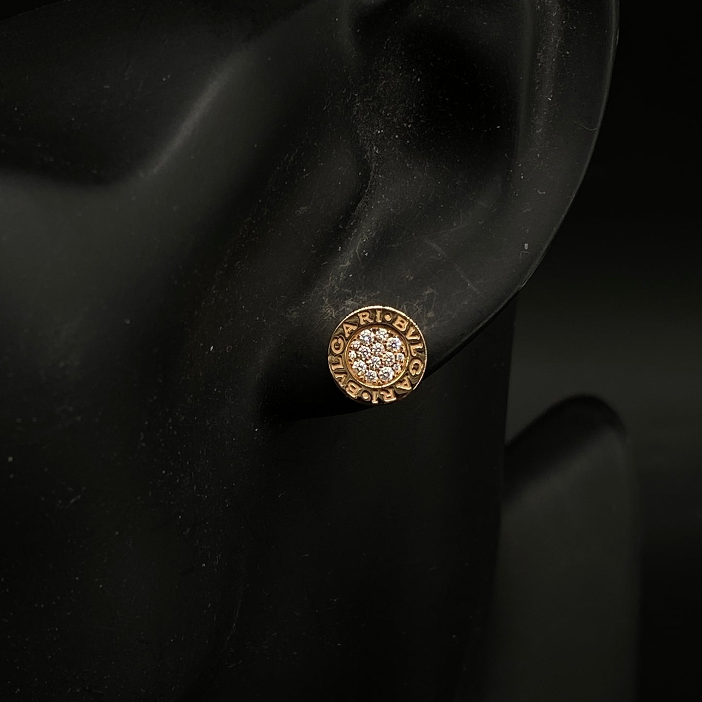 Bvlgari AU750 Yellow Gold Crystal Stud Single Earring