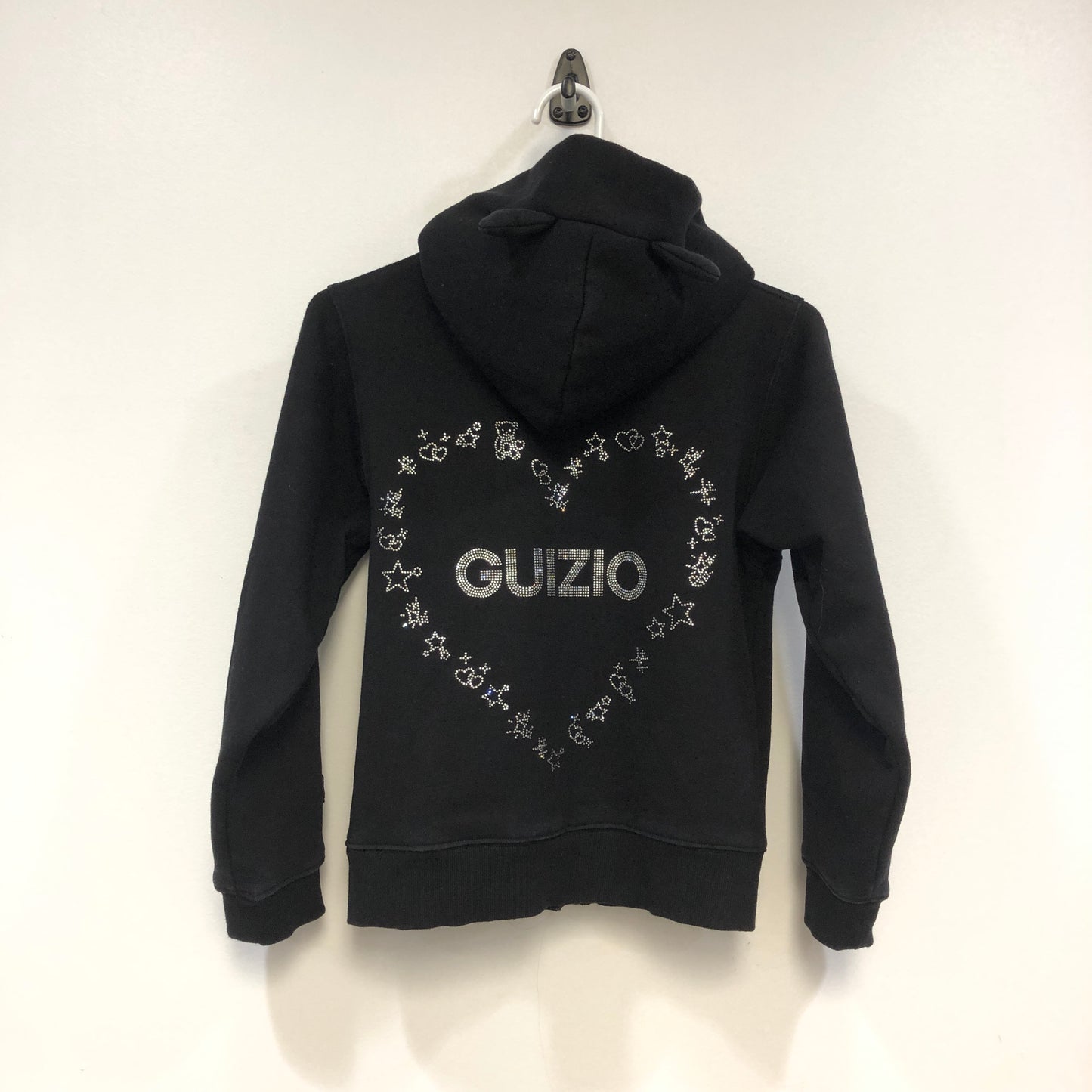 GUIZIO Black Zip-Up Logo Hoodie S