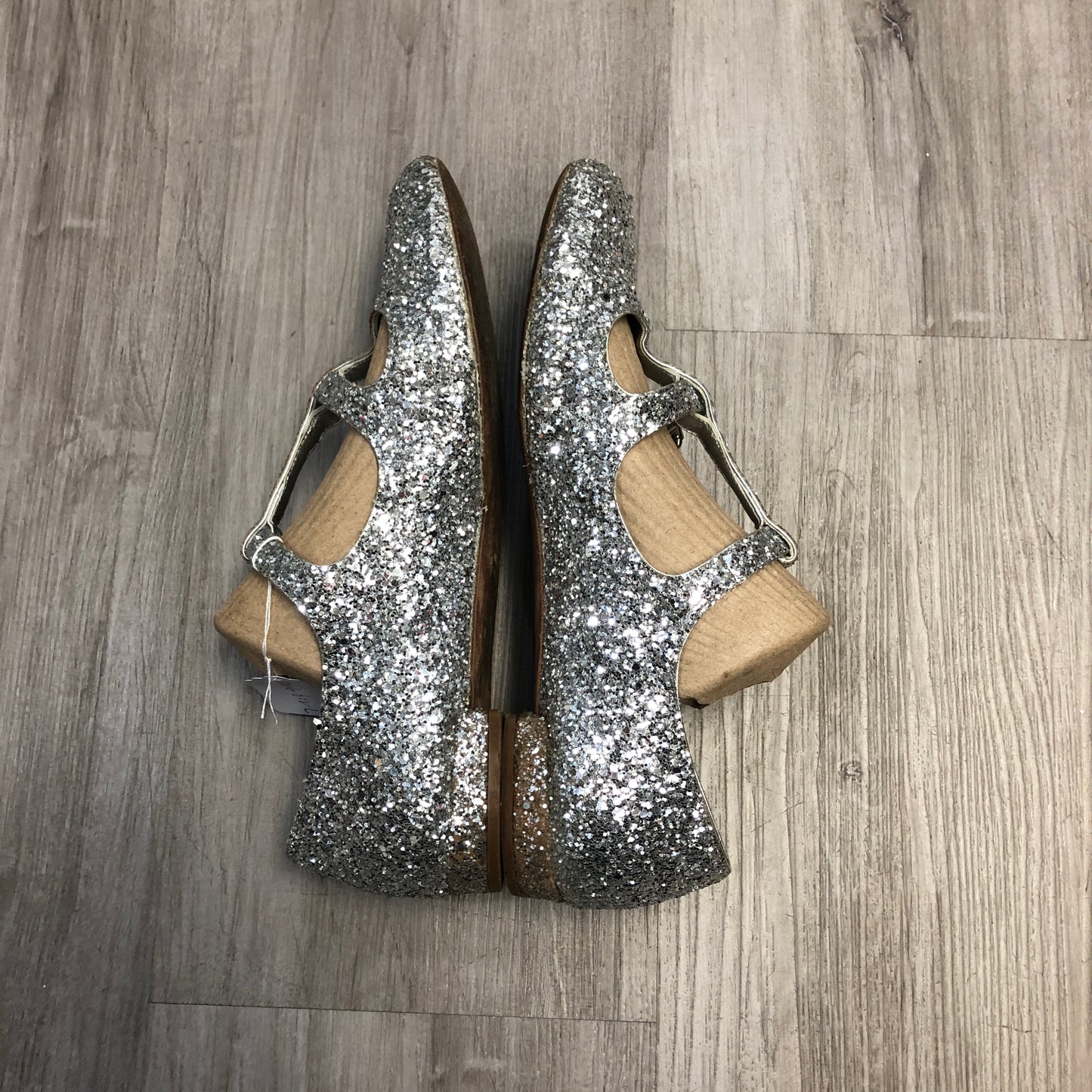 Miu Miu Women's Glitter Mary Jane Ballerina Shoes Size 38 Silver
