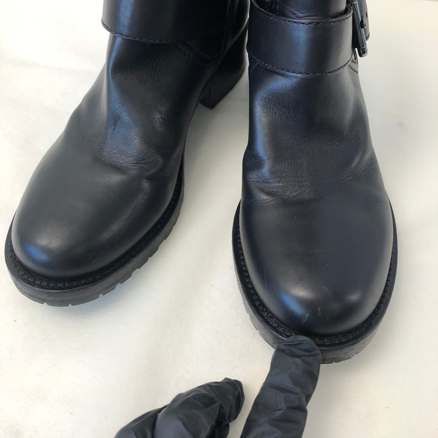 Valentino Rockstud Black Leather Ankle Boots Women's Shoes Size 36.5