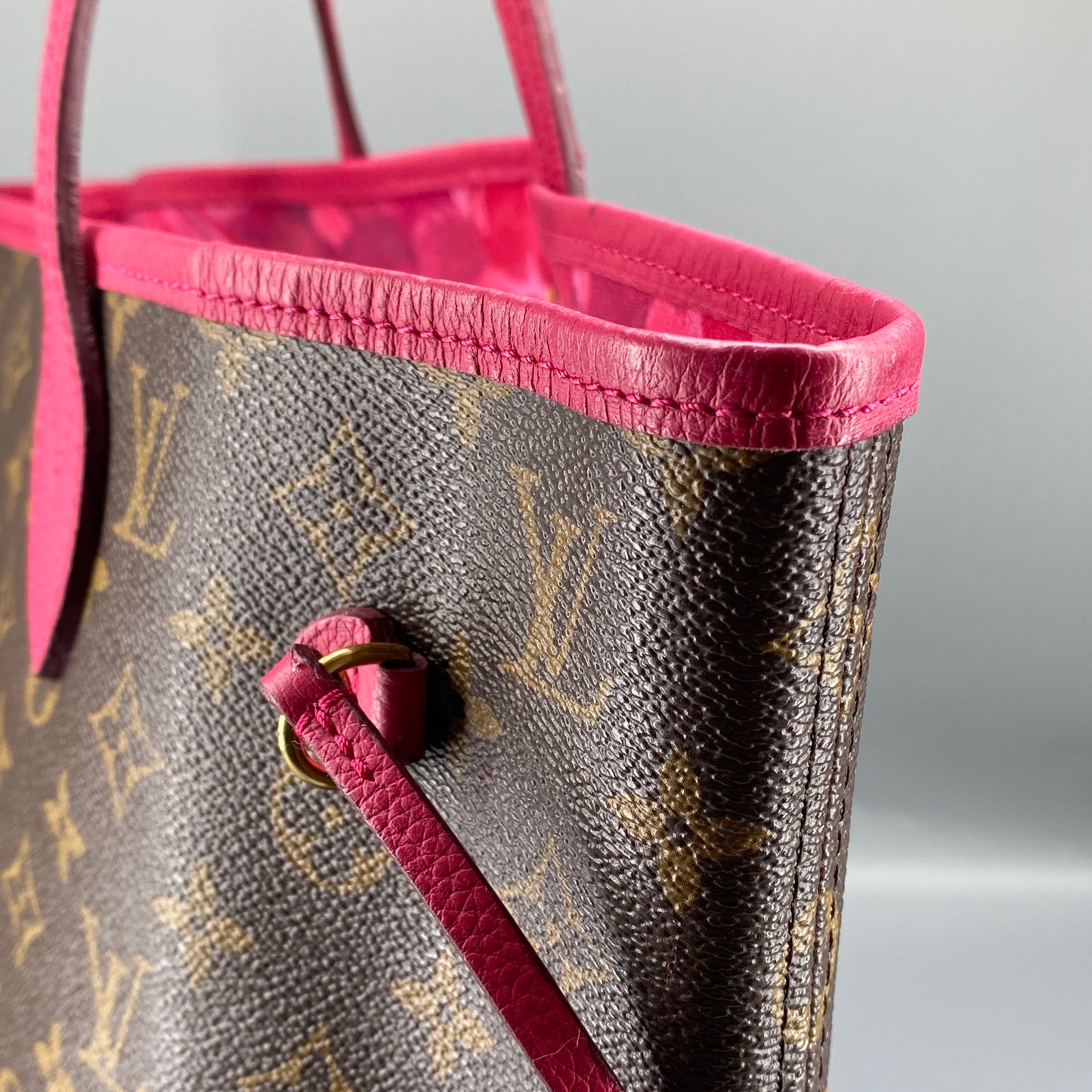 Louis Vuitton MM Limited Edition Fuchsia Monogram Ikat Neverfull Tote Bag