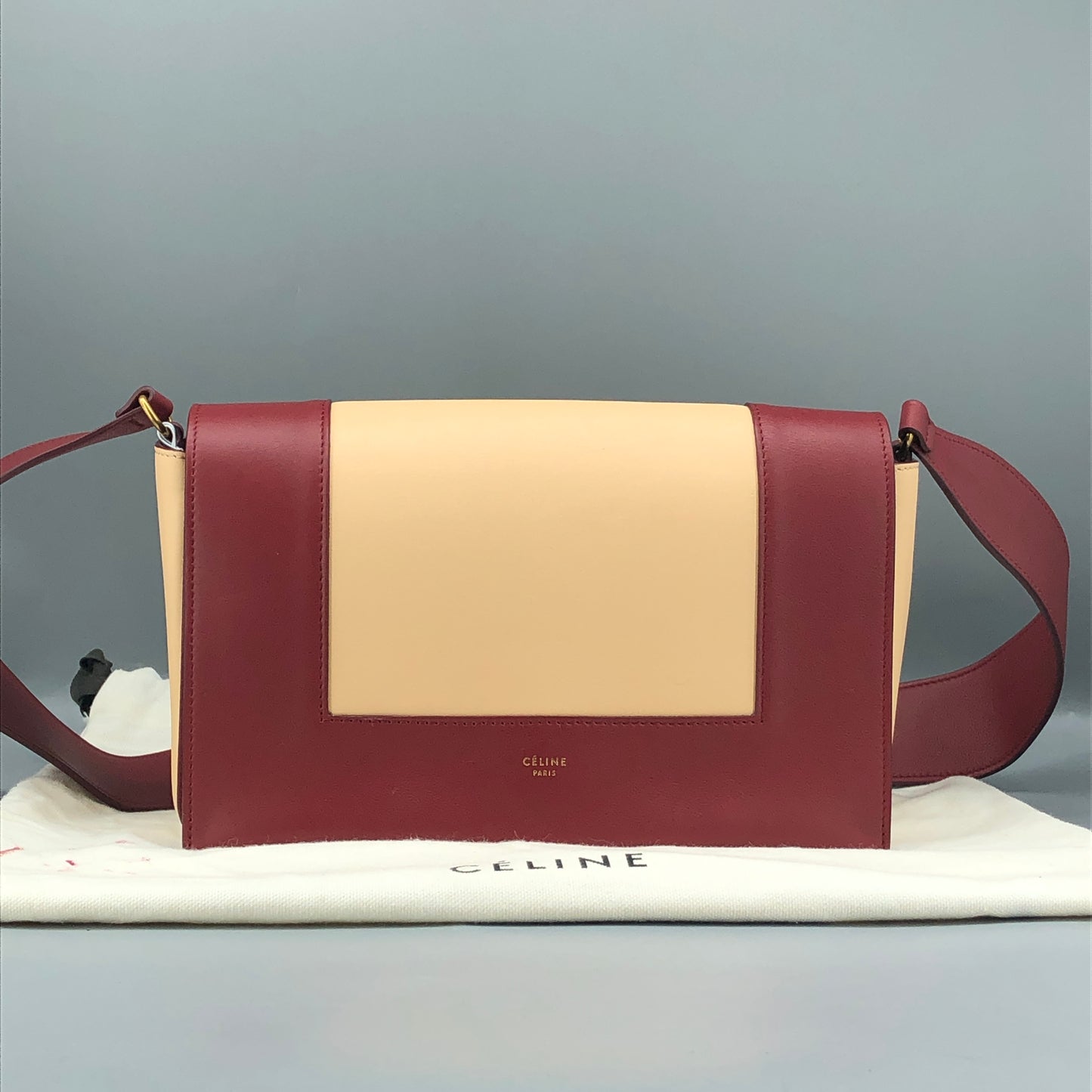 Celine Beige & Wine Color  Medium Frame Shoulder Bag