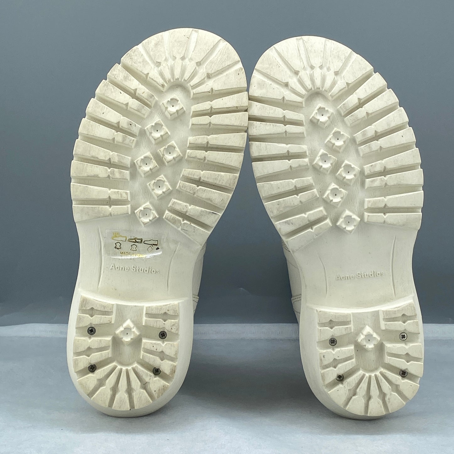 Acne Studios Women’s White Leather Platform Ankle Boots Shoes