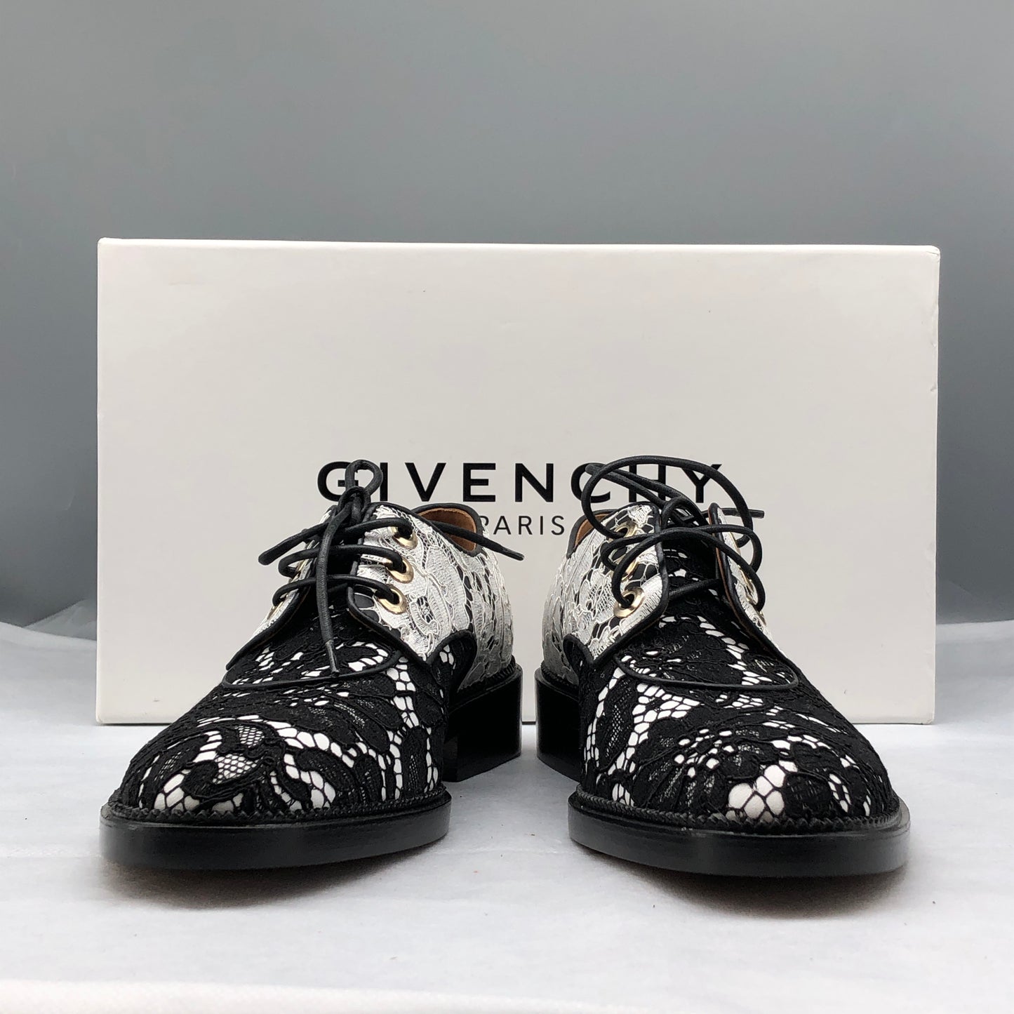 Givenchy Women's Black & White Patterned Derby Shoes shoes 37