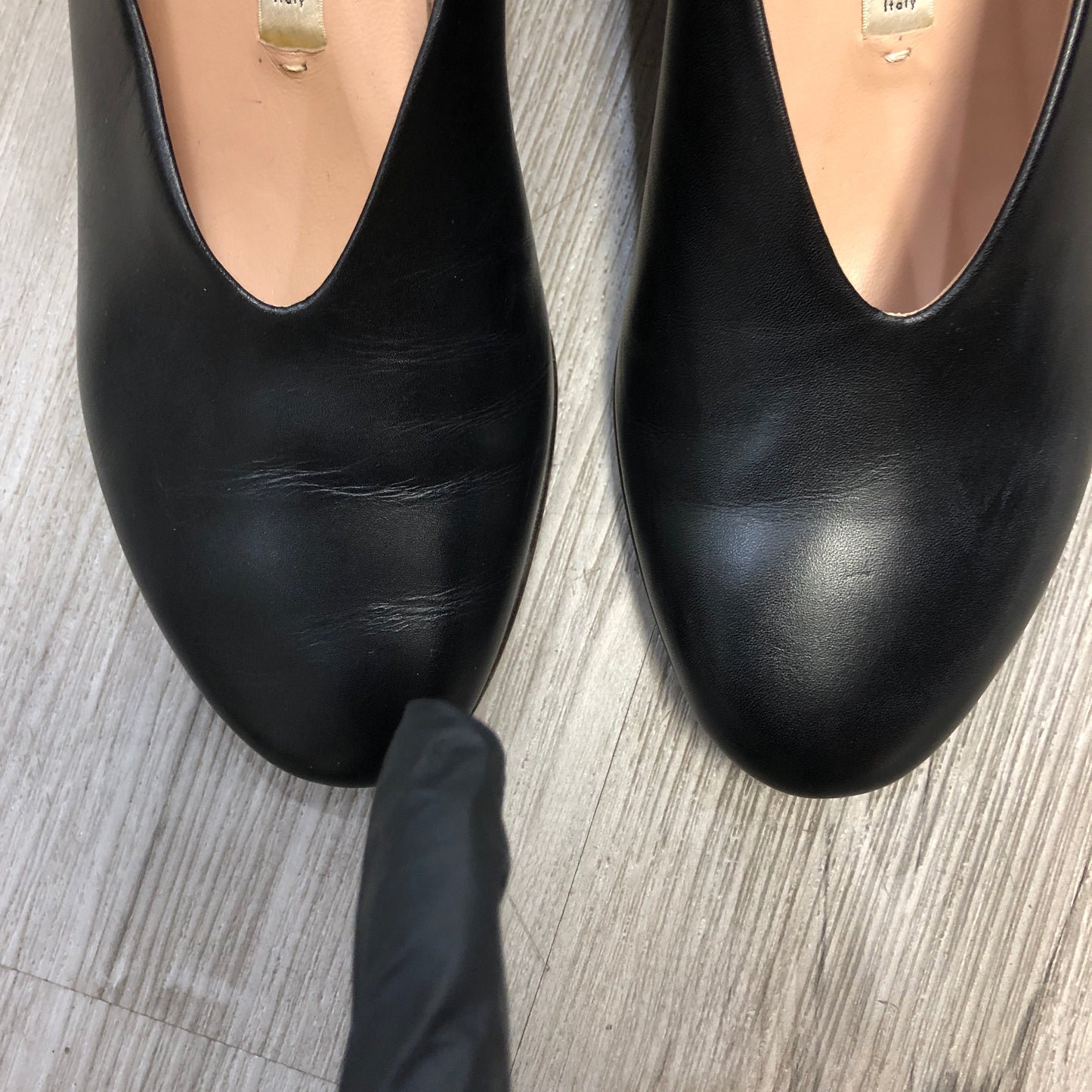 Acne Studios Women's Smooth Leather Round Toe Block Heel Slip-On Pumps Shoes 36 Black