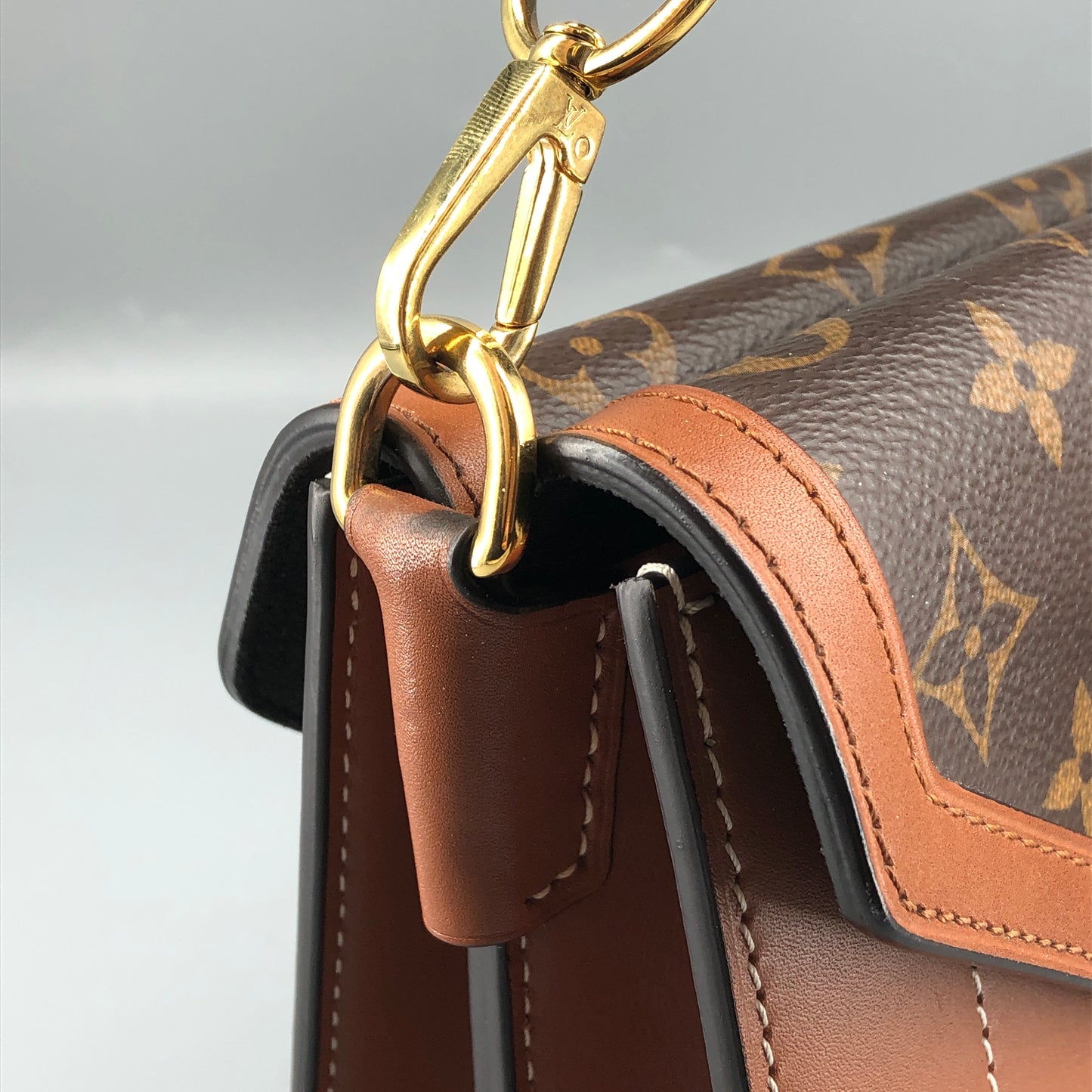 Louis Vuitton Monogram & Leather Biface Crossbody Bag Brown