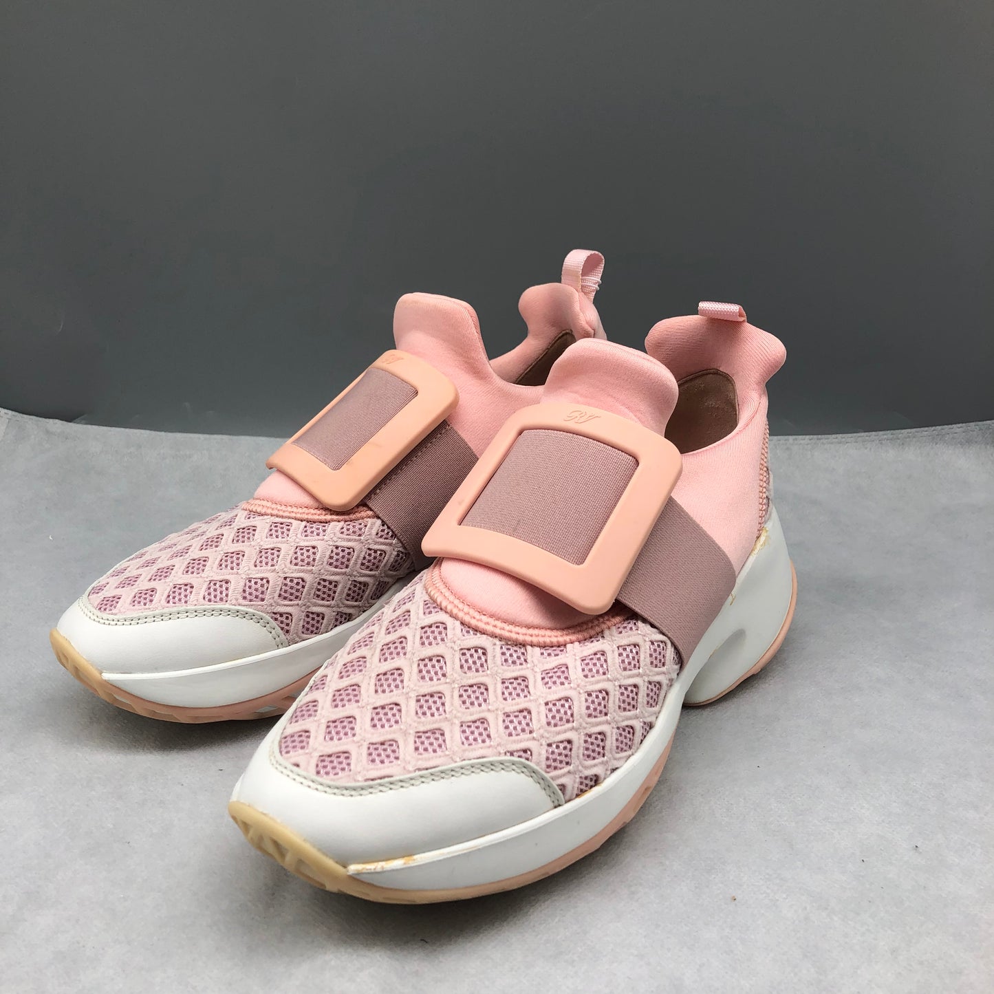 Roger Vivier Pink Buckle Strap Sneakers Women's Shoes Size 37