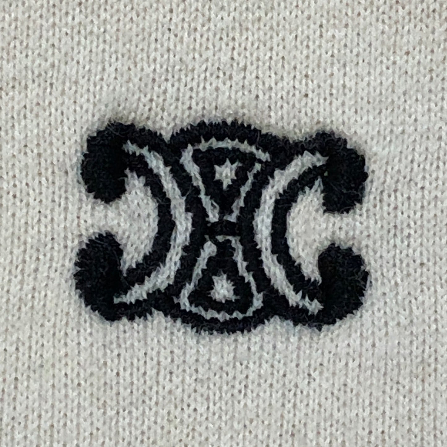 Celine Beige Triomphe Logo Hoodie Size M