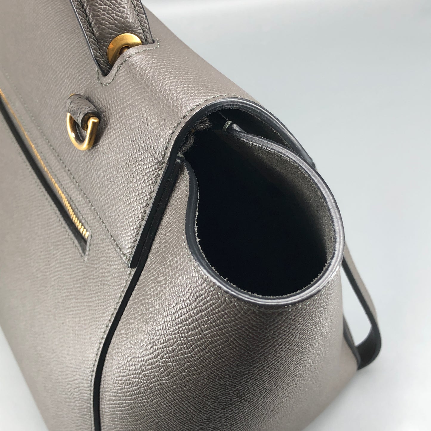 Celine Mini Belt Bag Grey Grained Leather Handbag