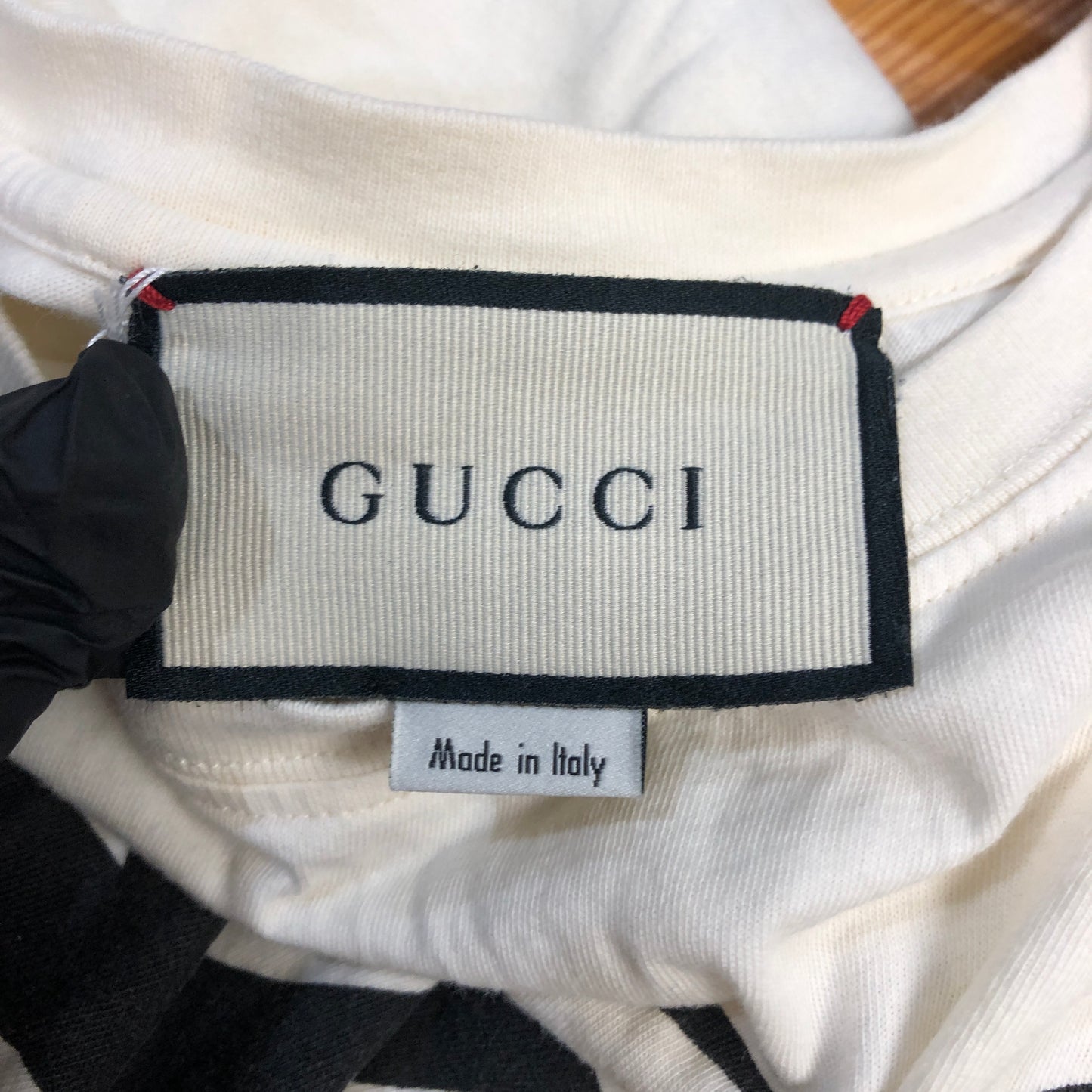 Gucci Cream/Black Interlocking G Logo T-Shirt Size S