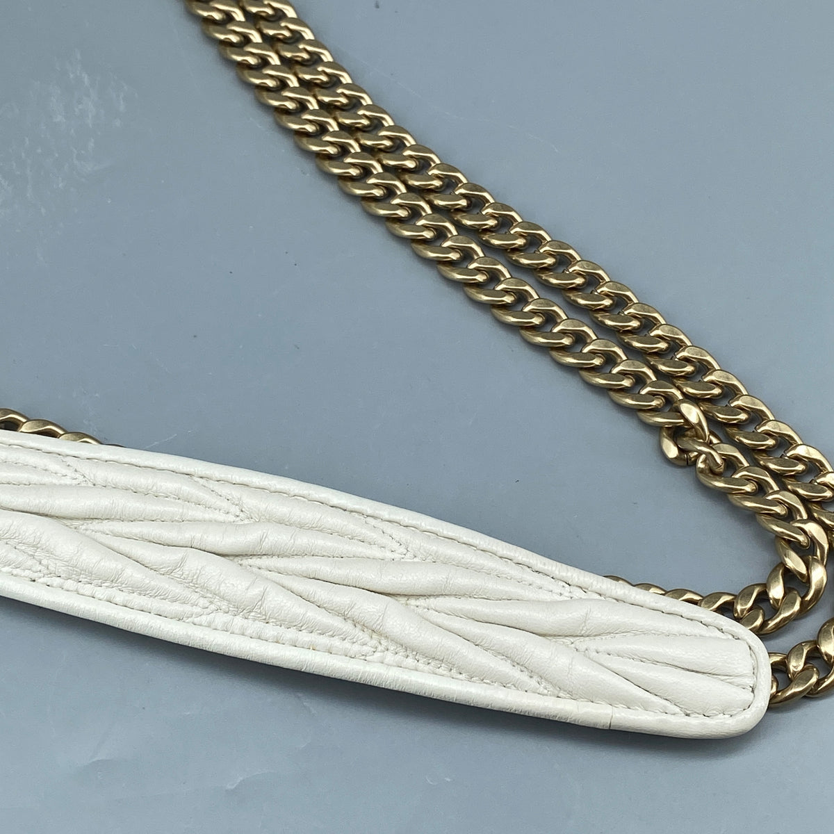 Miu Miu Confidential Matelassé  Crossbody Bag White Leather