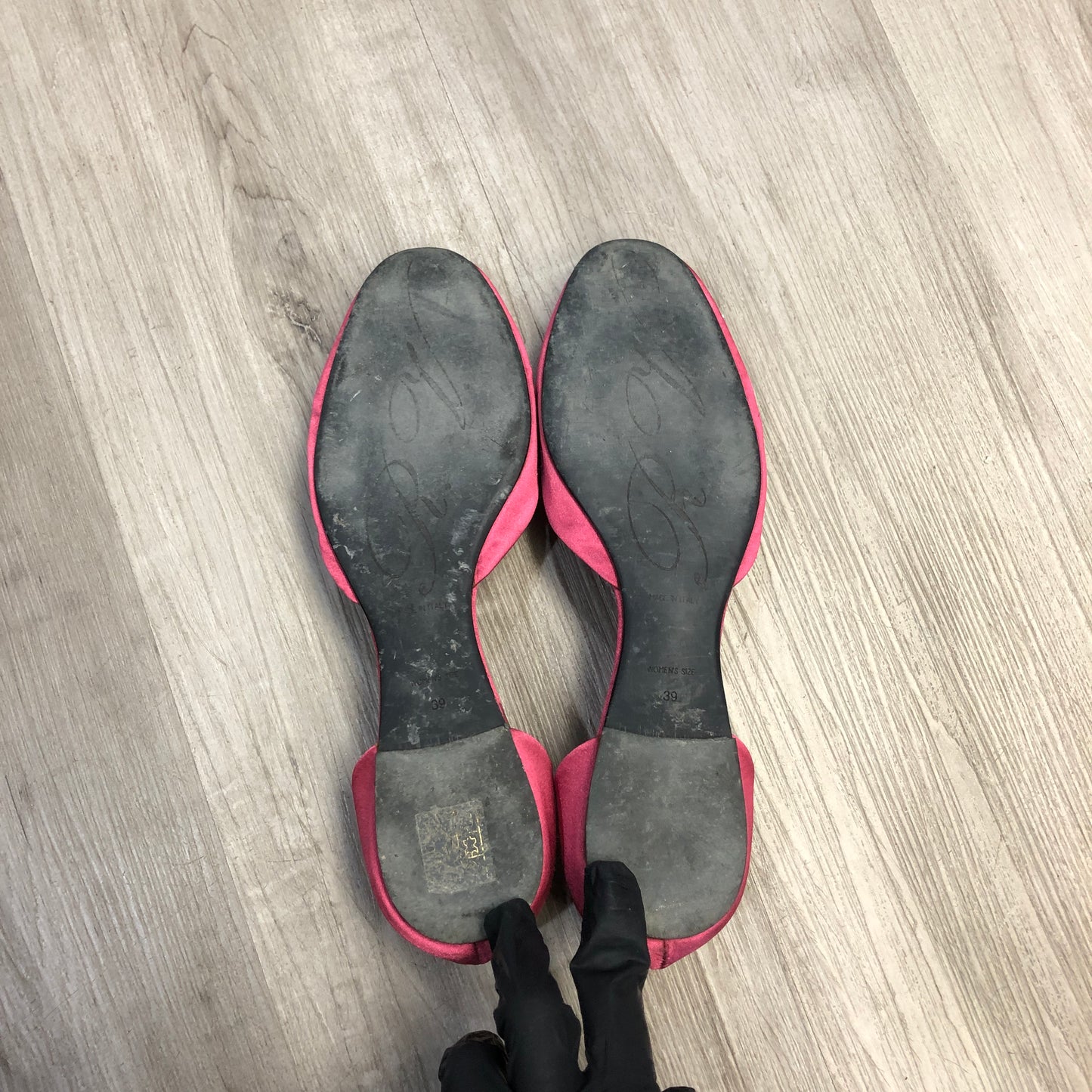 Roger Vivier Crystal Buckle D'Orsay Satin Flats 39 hot pink