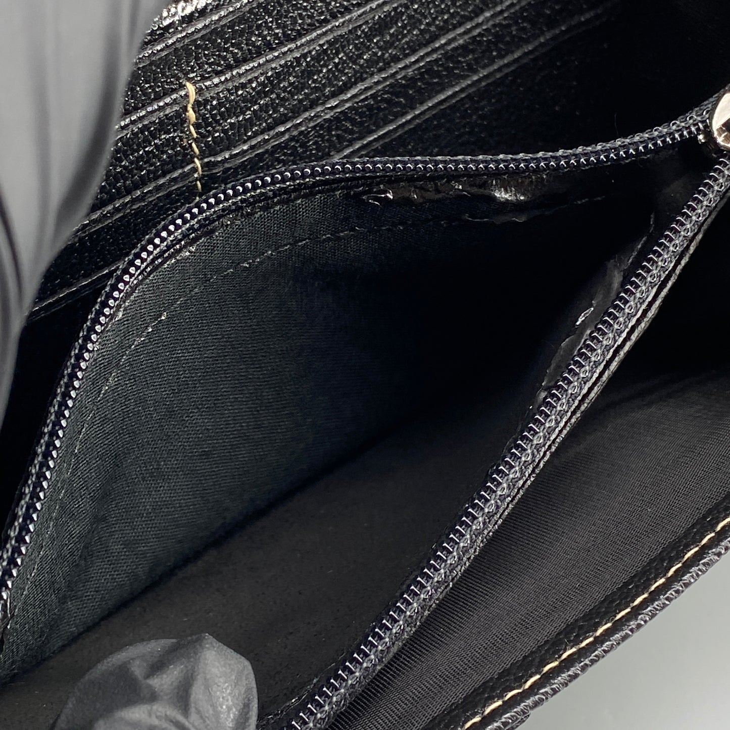 Ferragamo Black Grain Leather Flap Long Wallet
