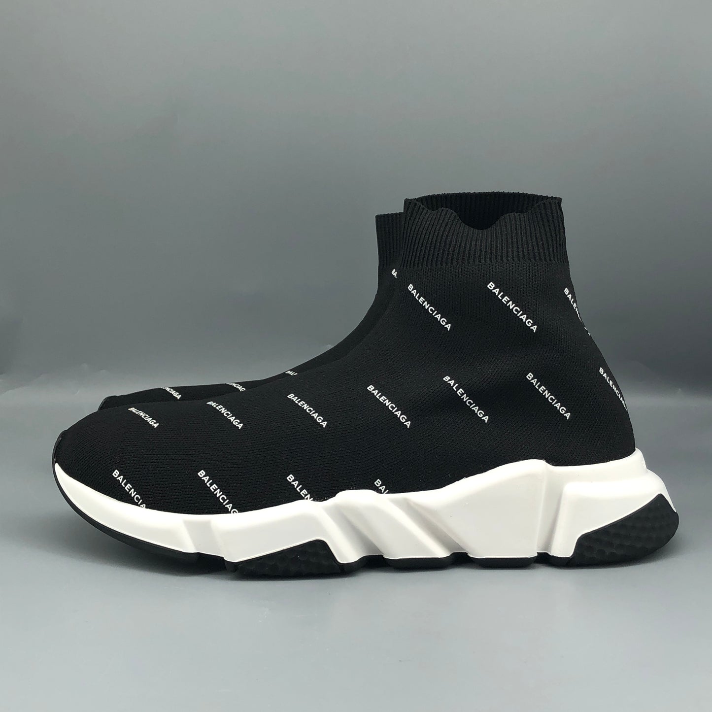 Balenciaga Speed Full Logo Knit Sneakers Black Size 41