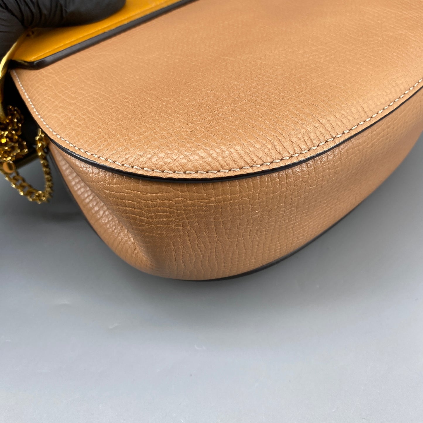 Chloe Yellow Nude Leather Drew Crossbody Saddle Bag