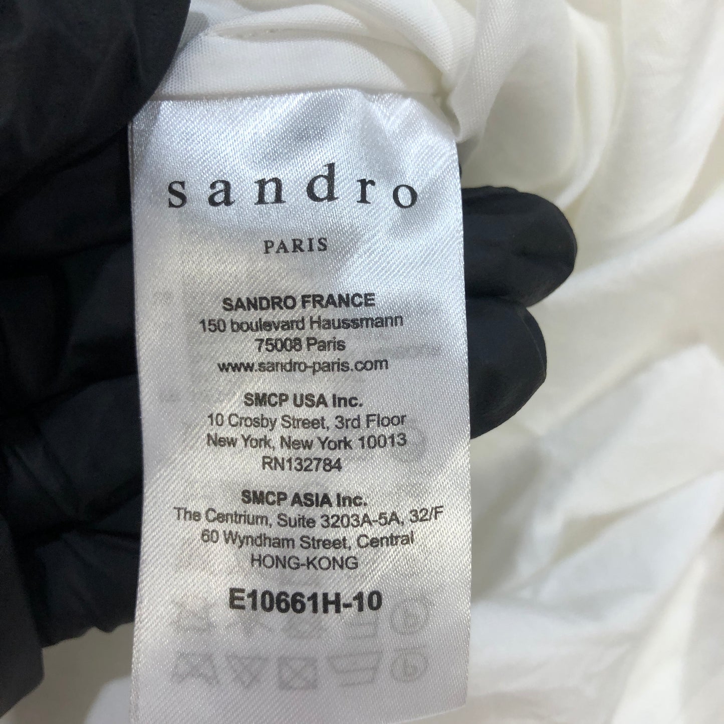 Sandro White Ruffled Collar Half-Placket Long Sleeve Blouse Size 1