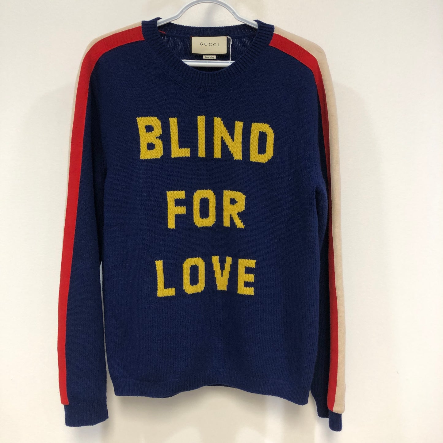 Gucci Blind For Love Tiger Print Color Block Sweatshirt Size S Blue Red Cream Two-Tone