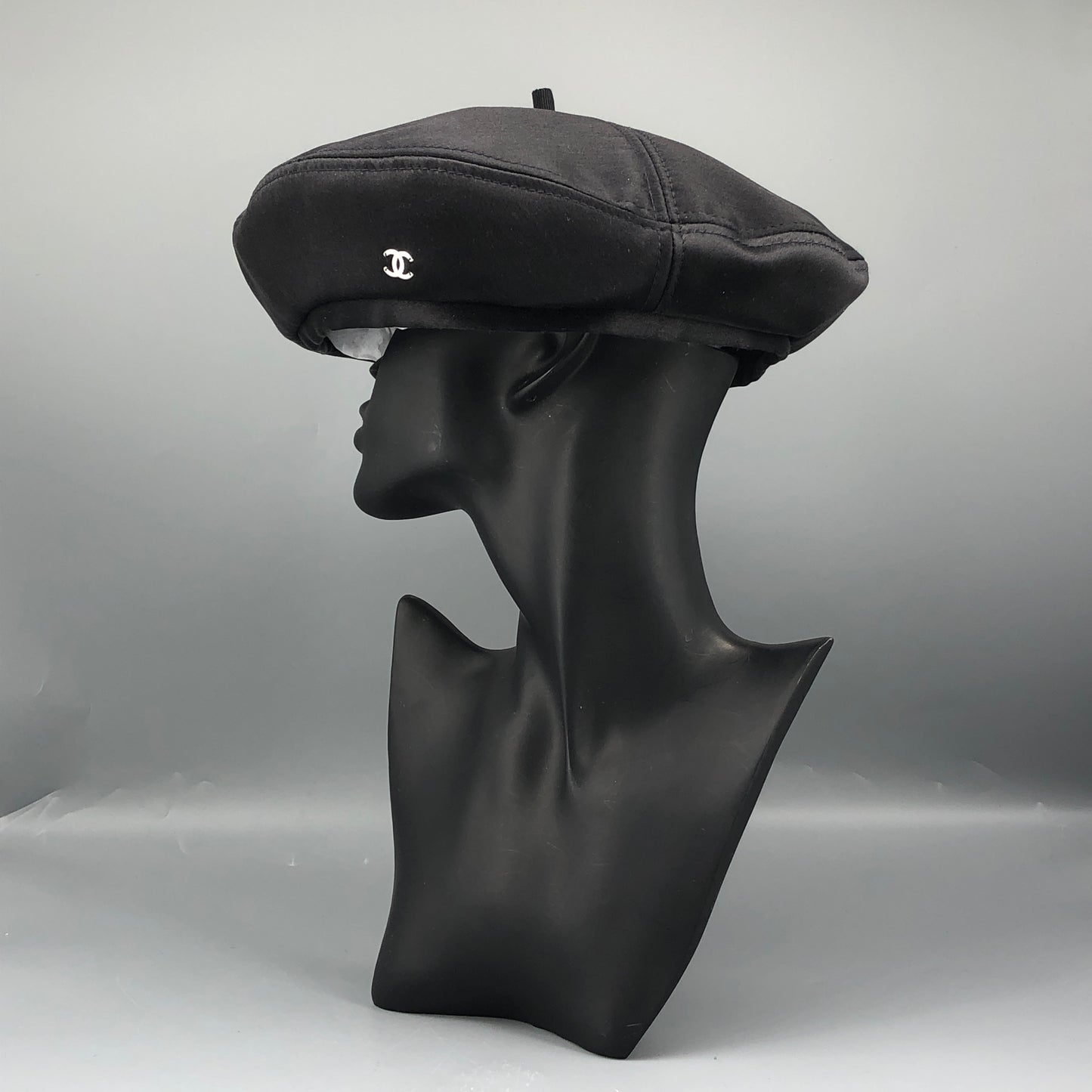 Chanel Satin Beret Black