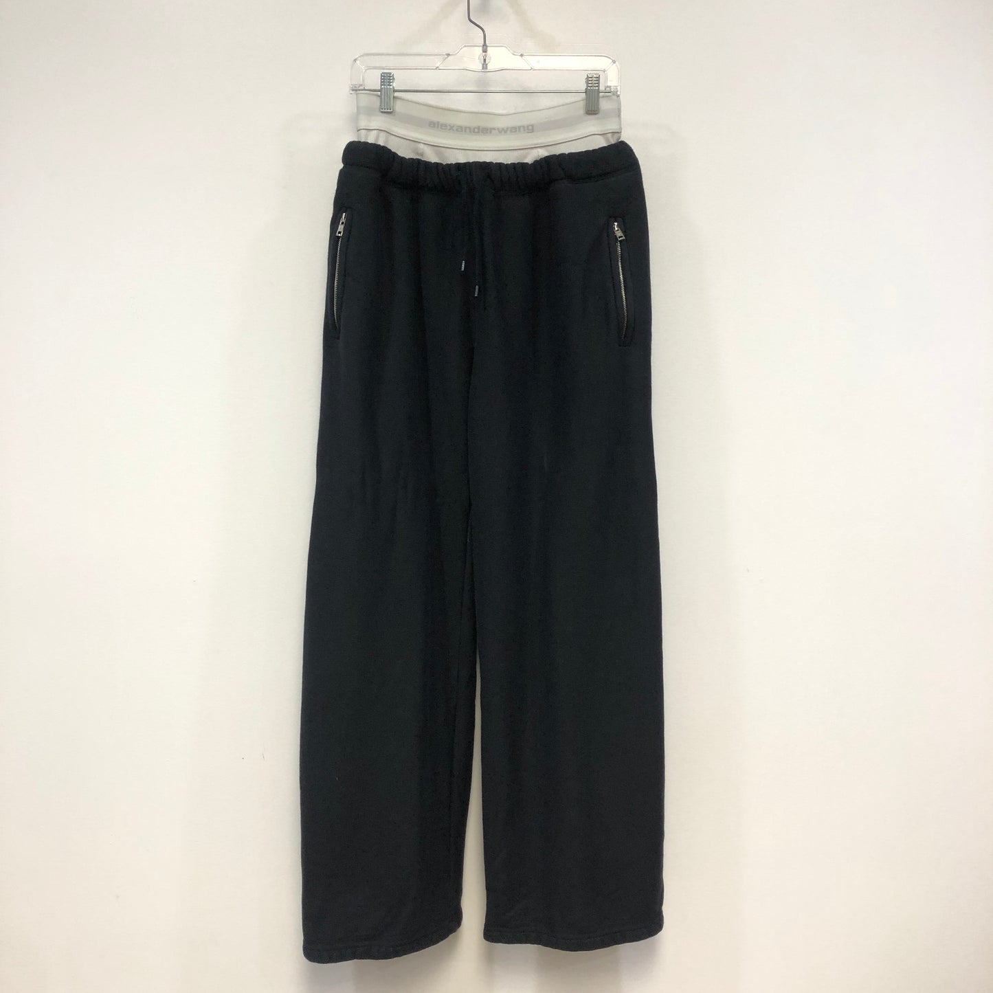 Alexander Wang Black Layered Waist Wide Leg Sweatpants Size M