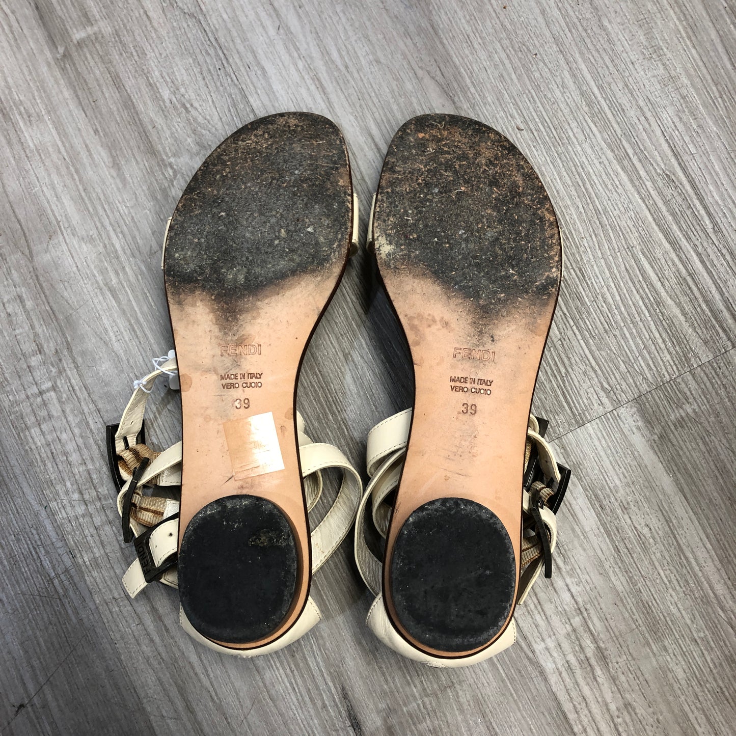 Fendi Women’s Strappy Ankle-Cuff Heeled Sandals 39 cream
