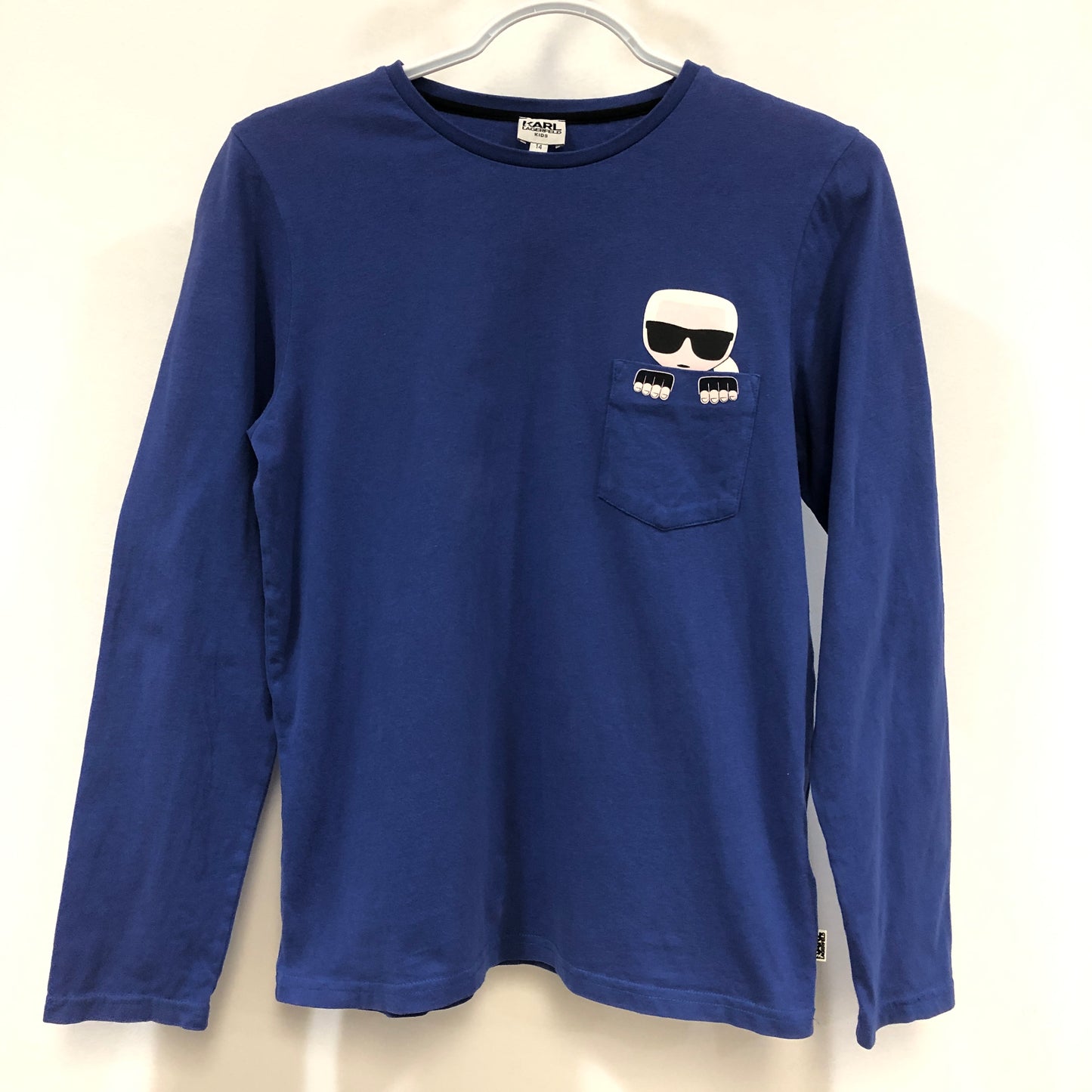 Karl Lagerfeld Kids Royal Blue Graphic Long Sleeve Tee Size 14Y (162cm)