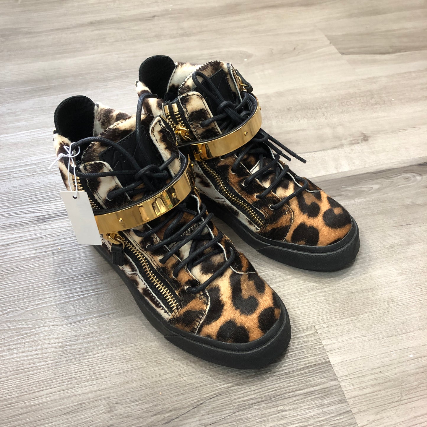 Giuseppe Zanotti Women's Leopard Print High-Top Sneakers shoes 36