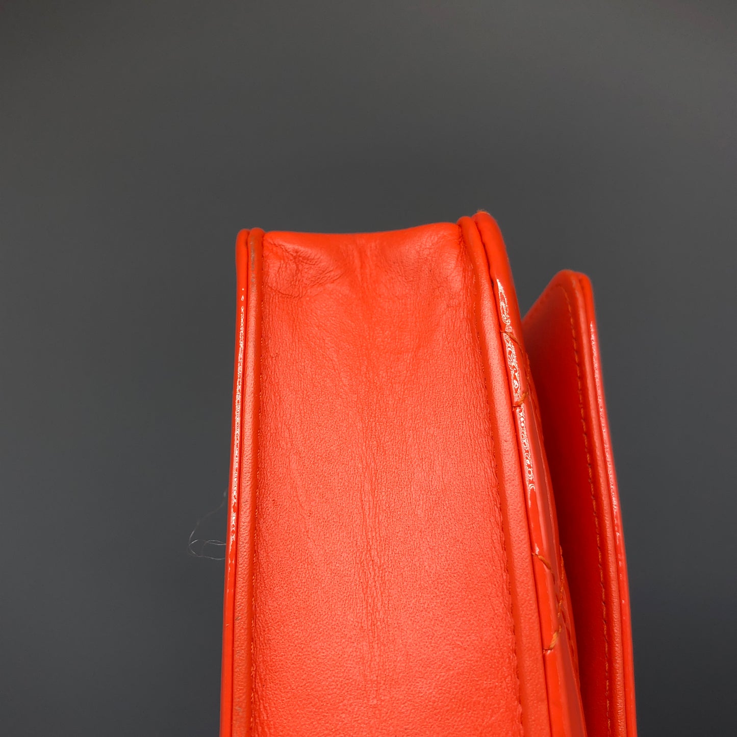 Chanel Boy Neon Orange Patent Leather Wallet on Chain Bag