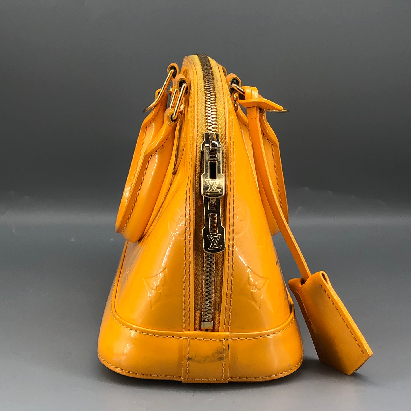 Louis Vuitton Yellow Vernis Monogram Alma Handbag Shoulder Bag