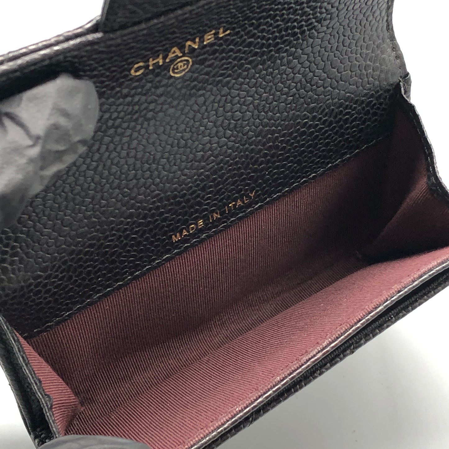 Chanel Classic Caviar Quilted Flap Card Holder Wallet Black